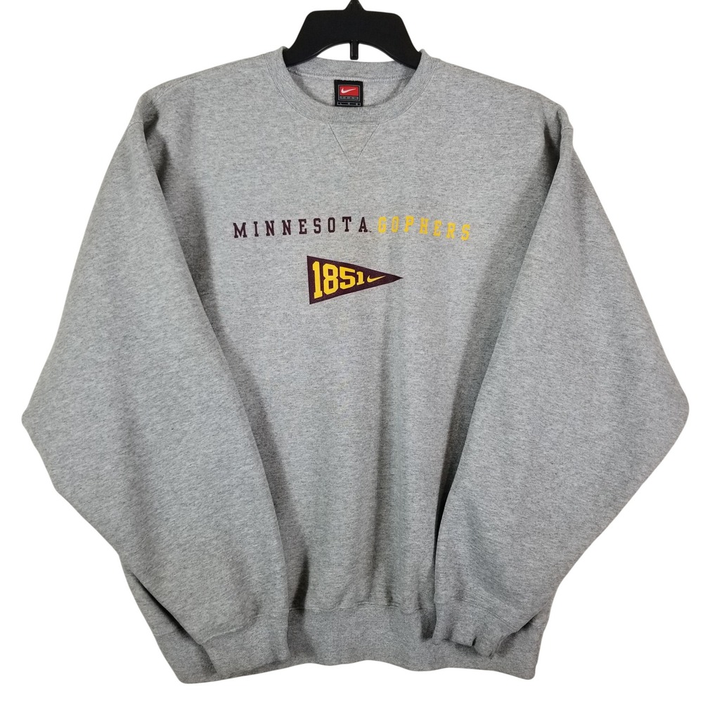 Nike Team Minnesota Gophers‎ Sweatshirt Mens Large Gray Crewneck 1851 Pennant L